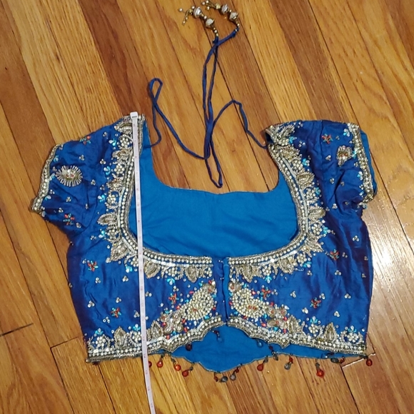 UtsavFashion Blue Raw Silk Lengha Choli w/Dupatta - Picture 4 of 12